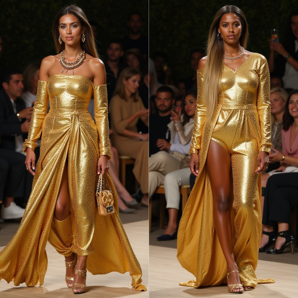 Starry Night in Gold: Imane Khelif Shines at Bottega Veneta’s Glittering Showcase