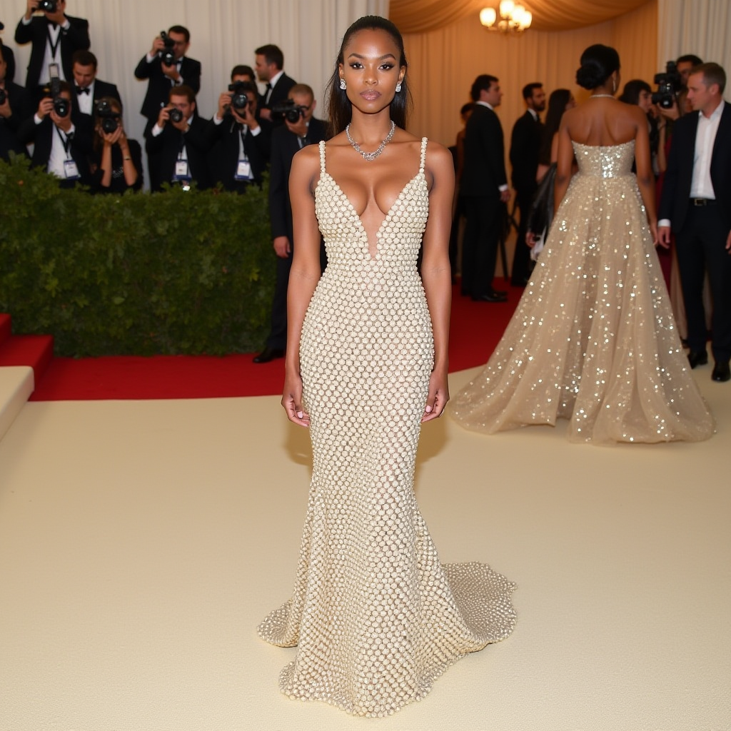 Jodie Turner-Smith’s Pearl Power: A Glittering Journey through 150,000 Faux Pearls at the Met Gala 2024!